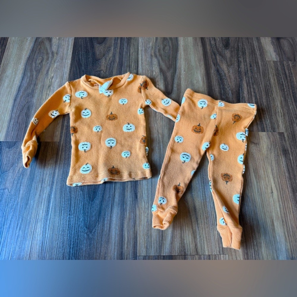 Rabbit + Bear Organic Cotton Pumpkin Halloween Pajamas Set 12M Fall Sleepwear